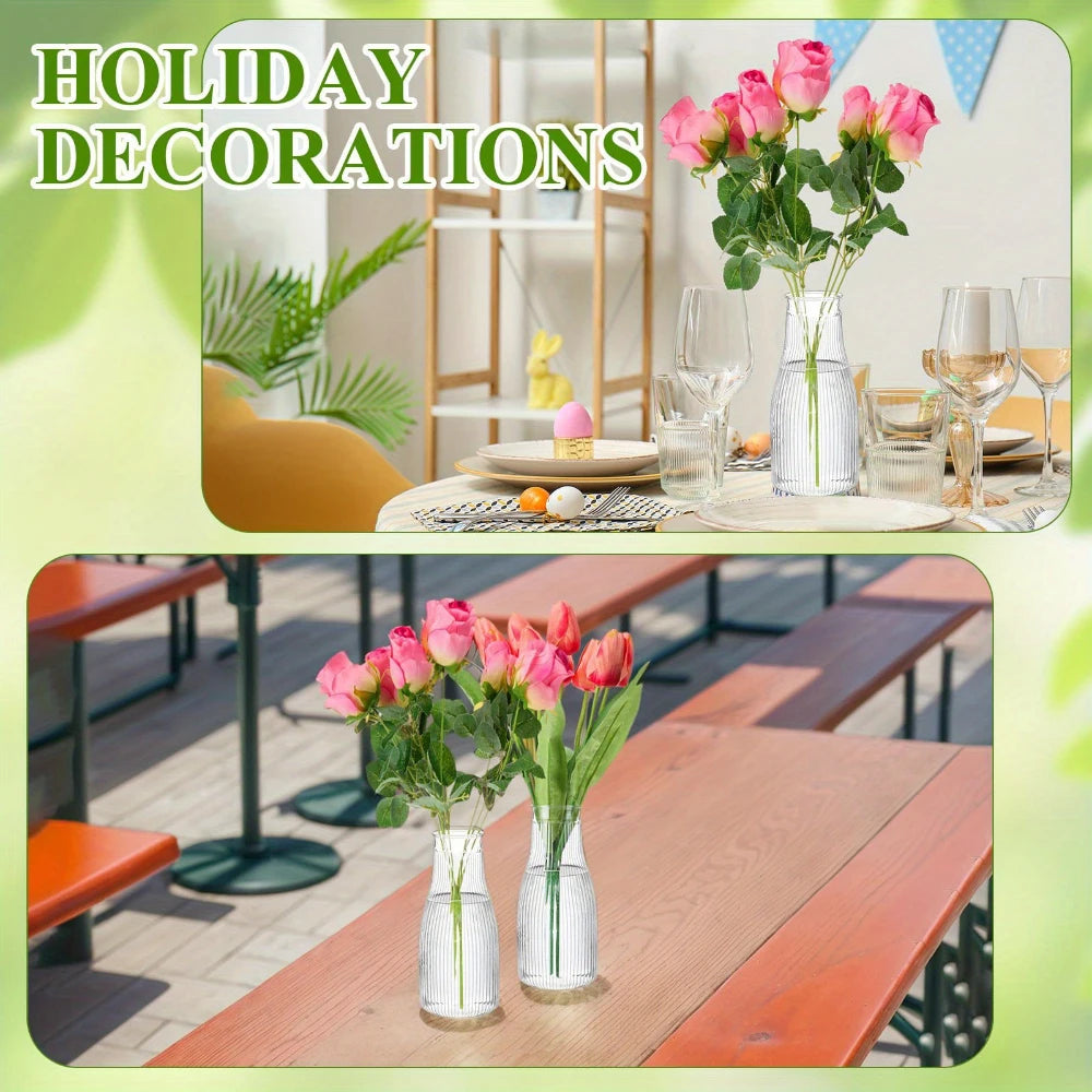 10pack tall vertical pattern vases, transparent vases, aesthetic decorative vases, diy florals flower arrangement crafts