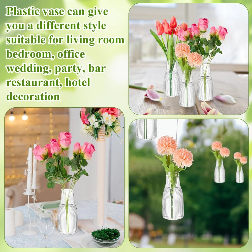 10pack tall vertical pattern vases, transparent vases, aesthetic decorative vases, diy florals flower arrangement crafts