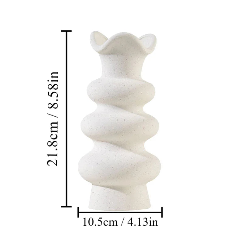 White Ceramic Vases Modern Decorative Flower Vase Minimalist Boho Aesthetic Cream Flower Vases for for Home Decor