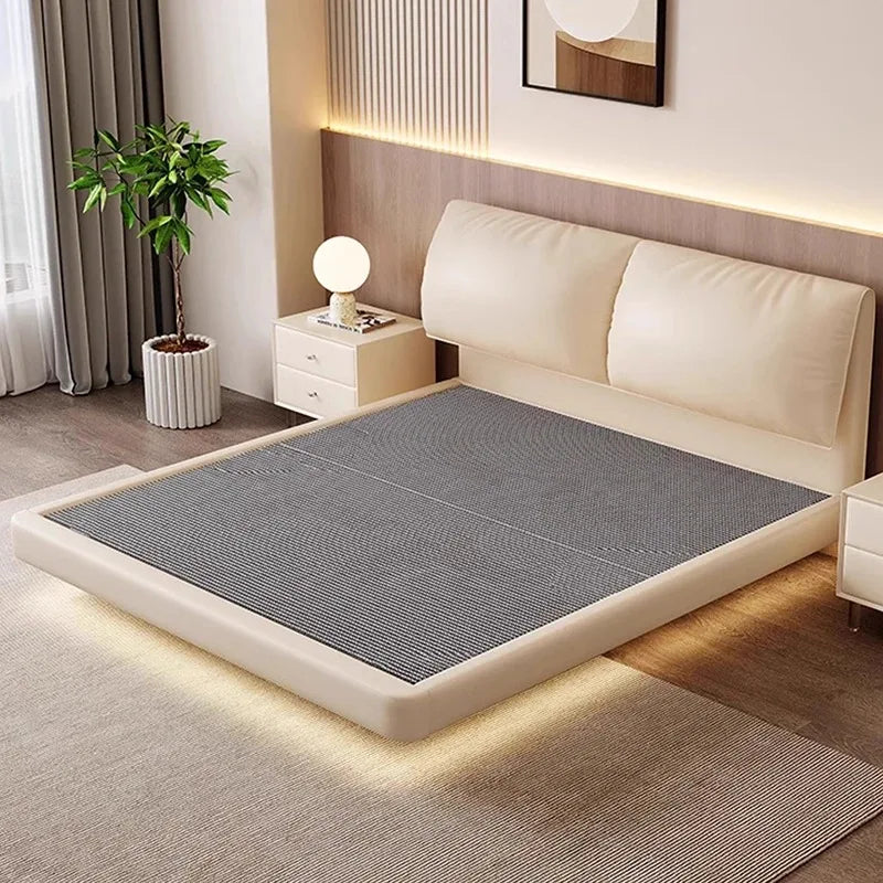 Designer Modern Frame Bed Wood White Europen King Size Bedroom Double Bed Full Size Bedframe Cama Dobravel Bedroom Furniture