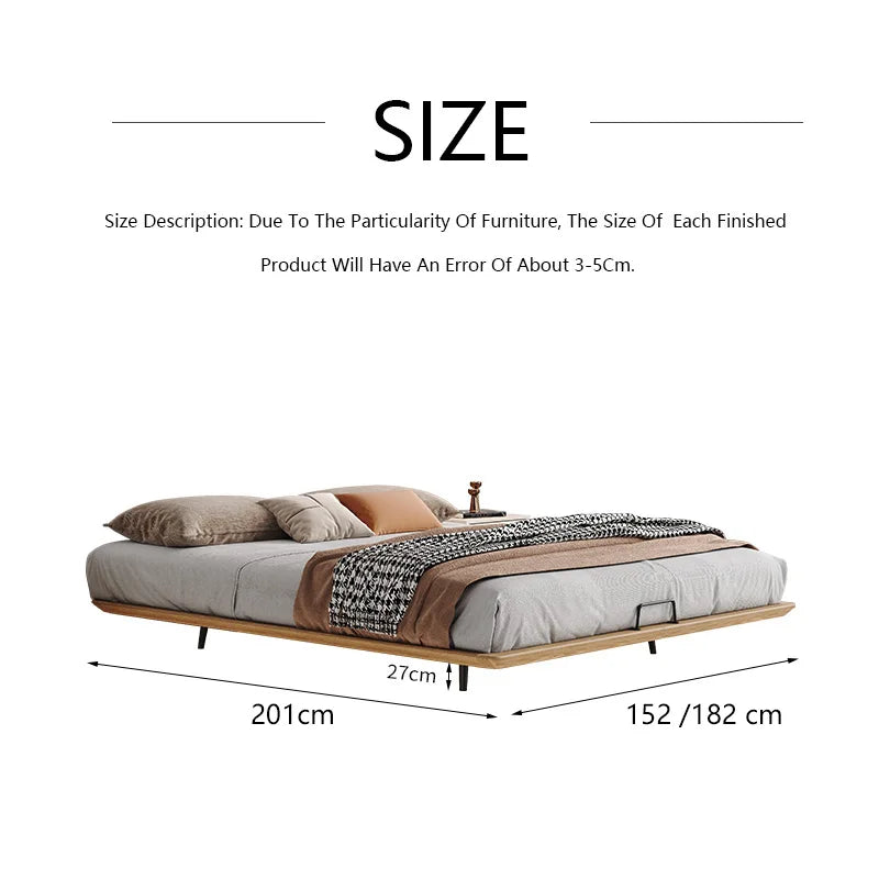 Solid Wood Bed with Suspension Frame for King Size Queen Size Bed