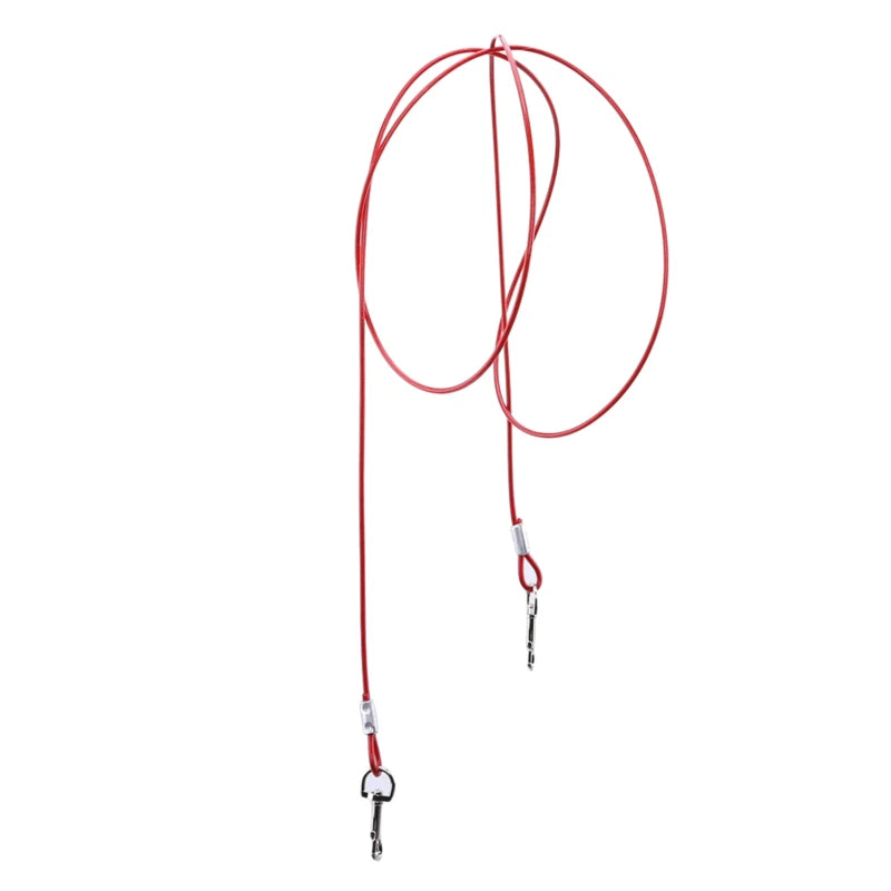 Pet Outdoor Double Hook Extended Steel Wire Rope Dog Rope Pet Traction Rope Anti Bite Dog Chain Metal Hooks Pet Supplies