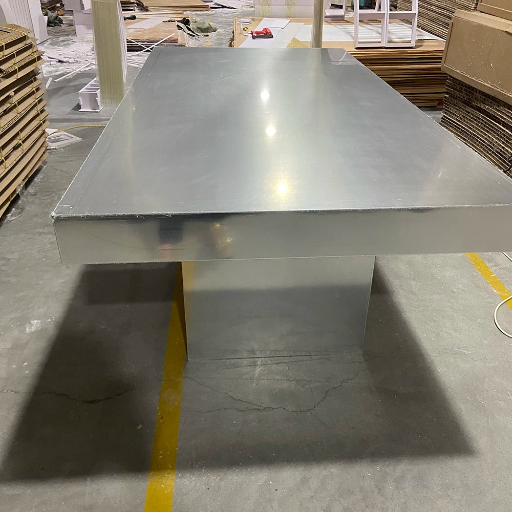 Modern Latest Design Silver Mirrored Acrylic Wedding Dinning Table For Outdoor Wedding Event