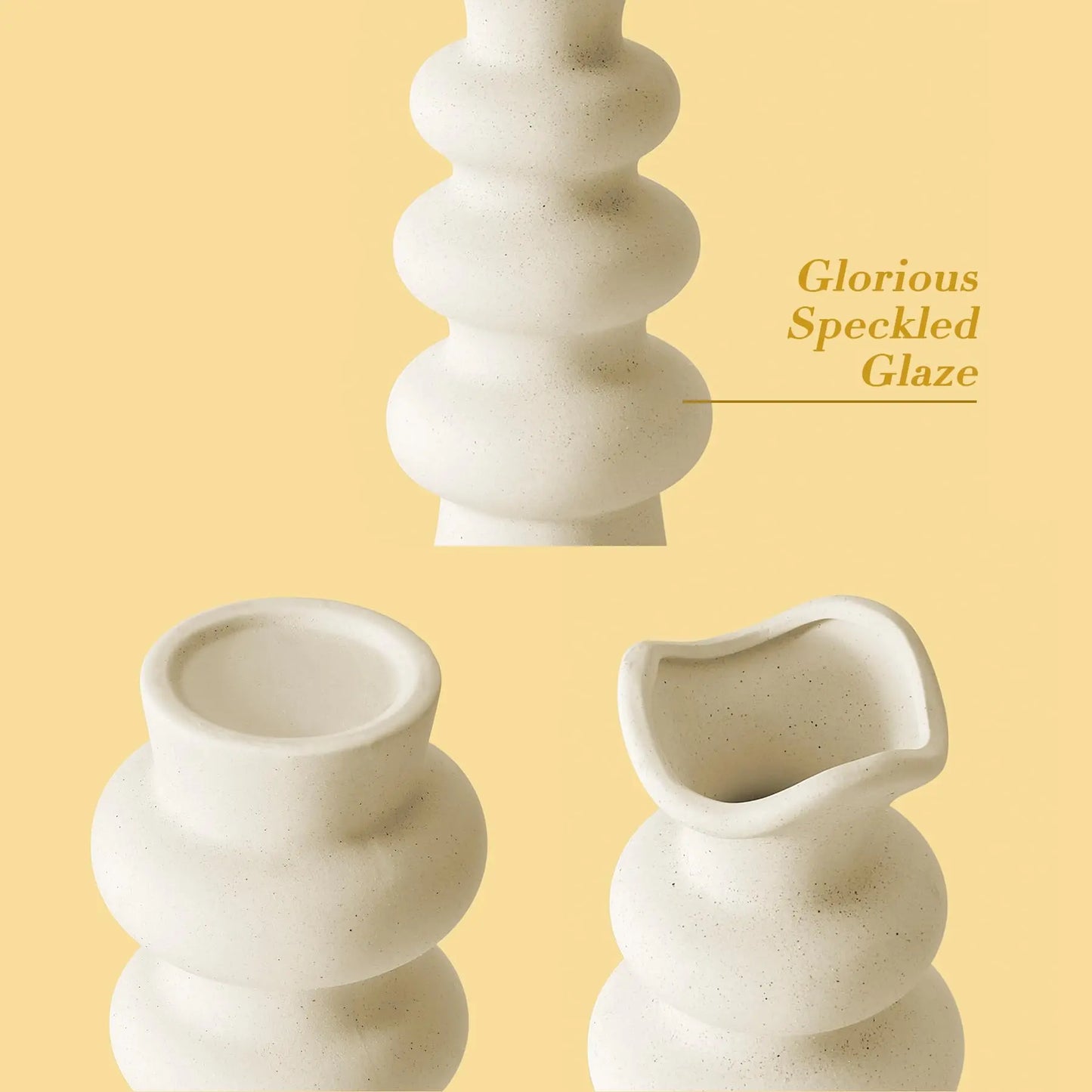 White Ceramic Vases Modern Decorative Flower Vase Minimalist Boho Aesthetic Cream Flower Vases for for Home Decor