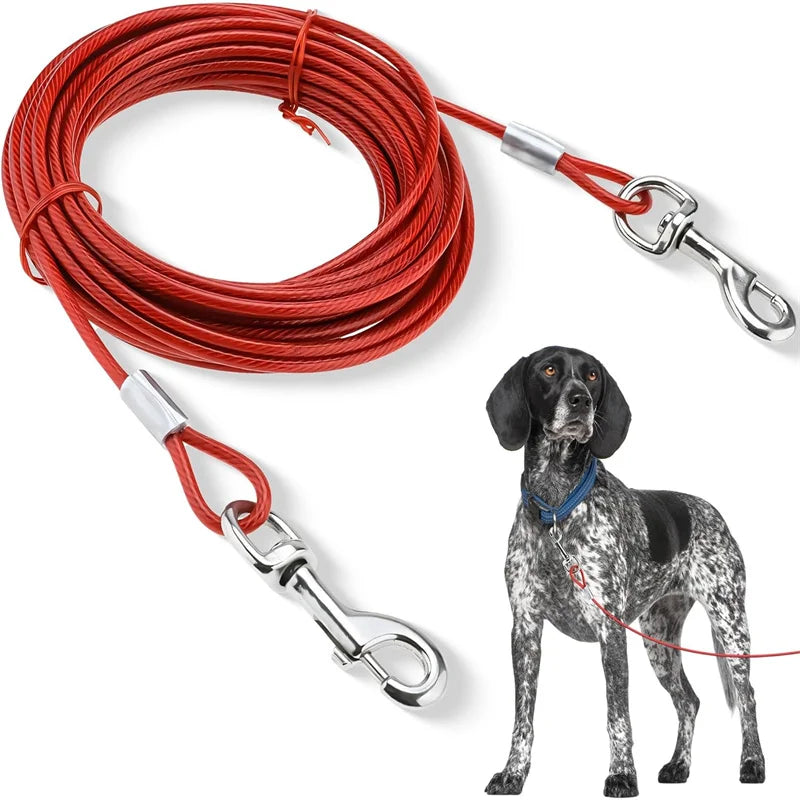 Pet Outdoor Double Hook Extended Steel Wire Rope Dog Rope Pet Traction Rope Anti Bite Dog Chain Metal Hooks Pet Supplies