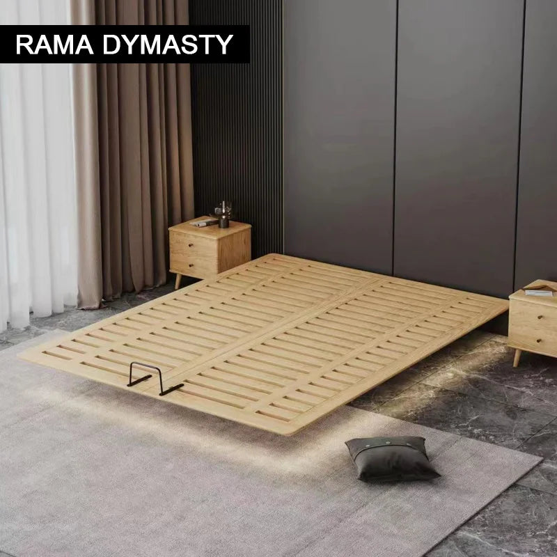 Solid Wood Bed with Suspension Frame for King Size Queen Size Bed