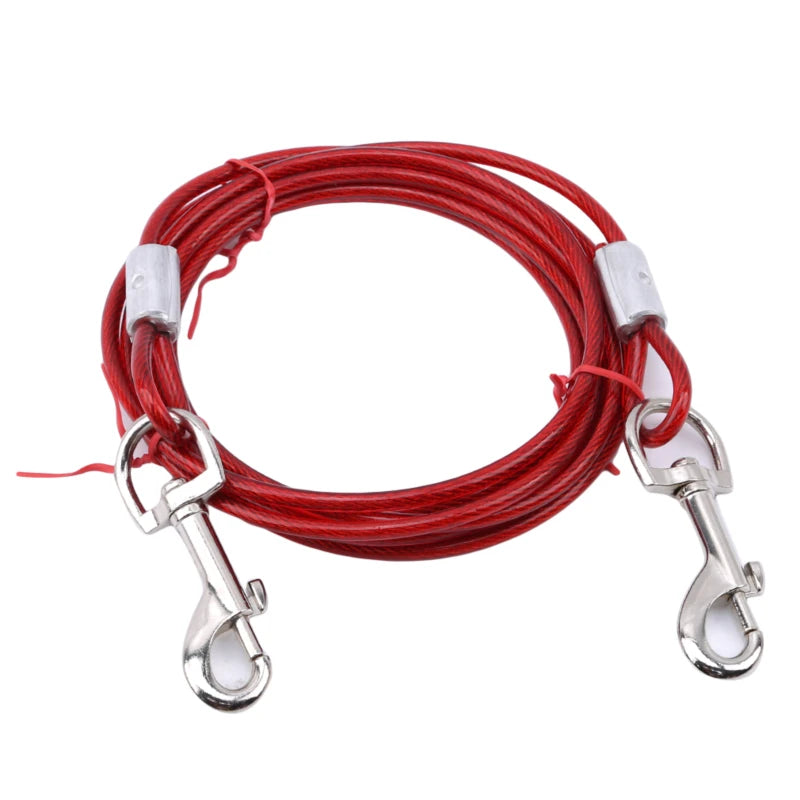 Pet Outdoor Double Hook Extended Steel Wire Rope Dog Rope Pet Traction Rope Anti Bite Dog Chain Metal Hooks Pet Supplies
