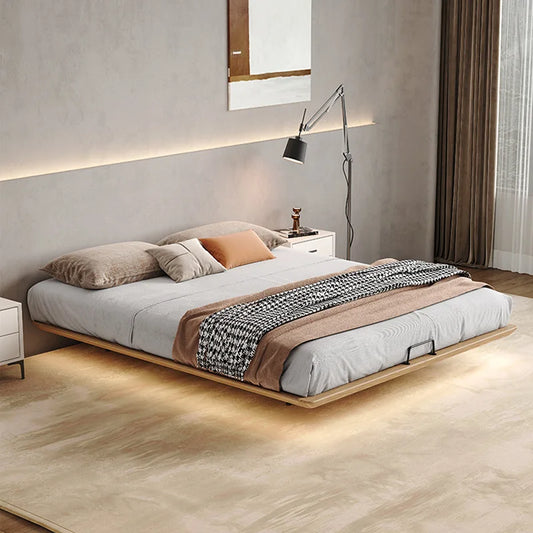 Solid Wood Bed with Suspension Frame for King Size Queen Size Bed