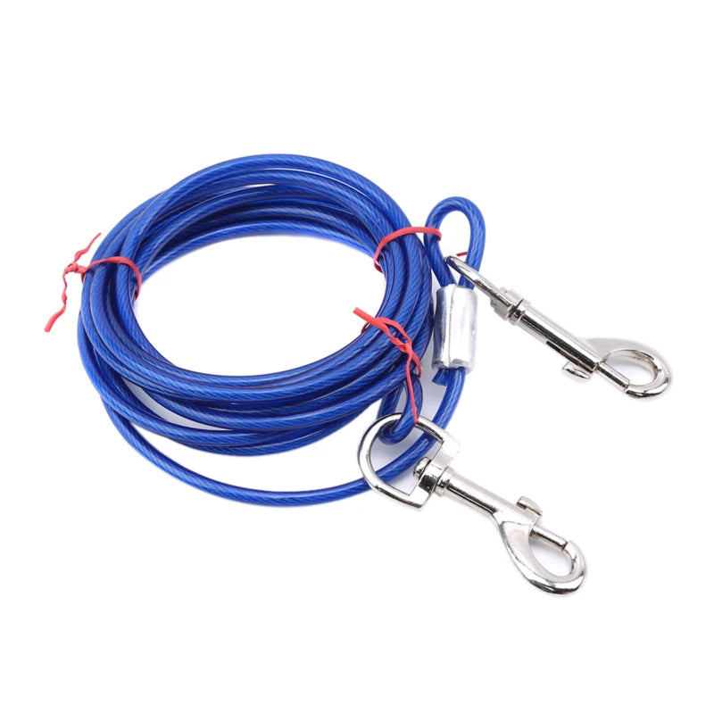 Pet Outdoor Double Hook Extended Steel Wire Rope Dog Rope Pet Traction Rope Anti Bite Dog Chain Metal Hooks Pet Supplies
