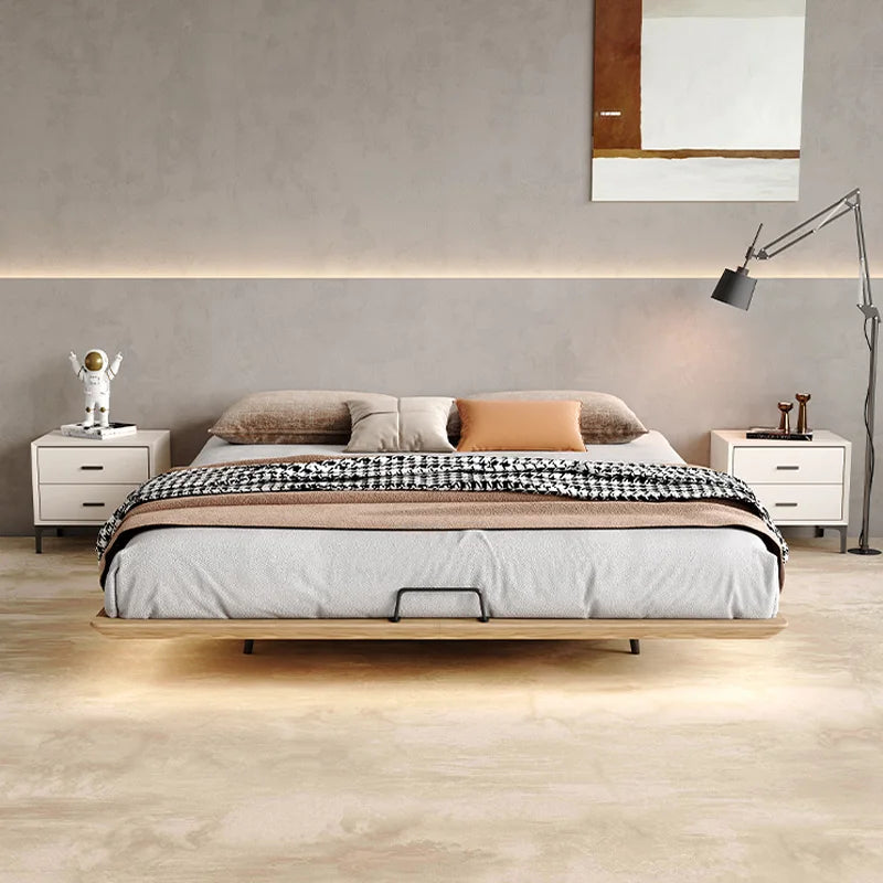 Solid Wood Bed with Suspension Frame for King Size Queen Size Bed