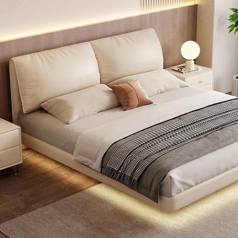 Designer Modern Frame Bed Wood White Europen King Size Bedroom Double Bed Full Size Bedframe Cama Dobravel Bedroom Furniture