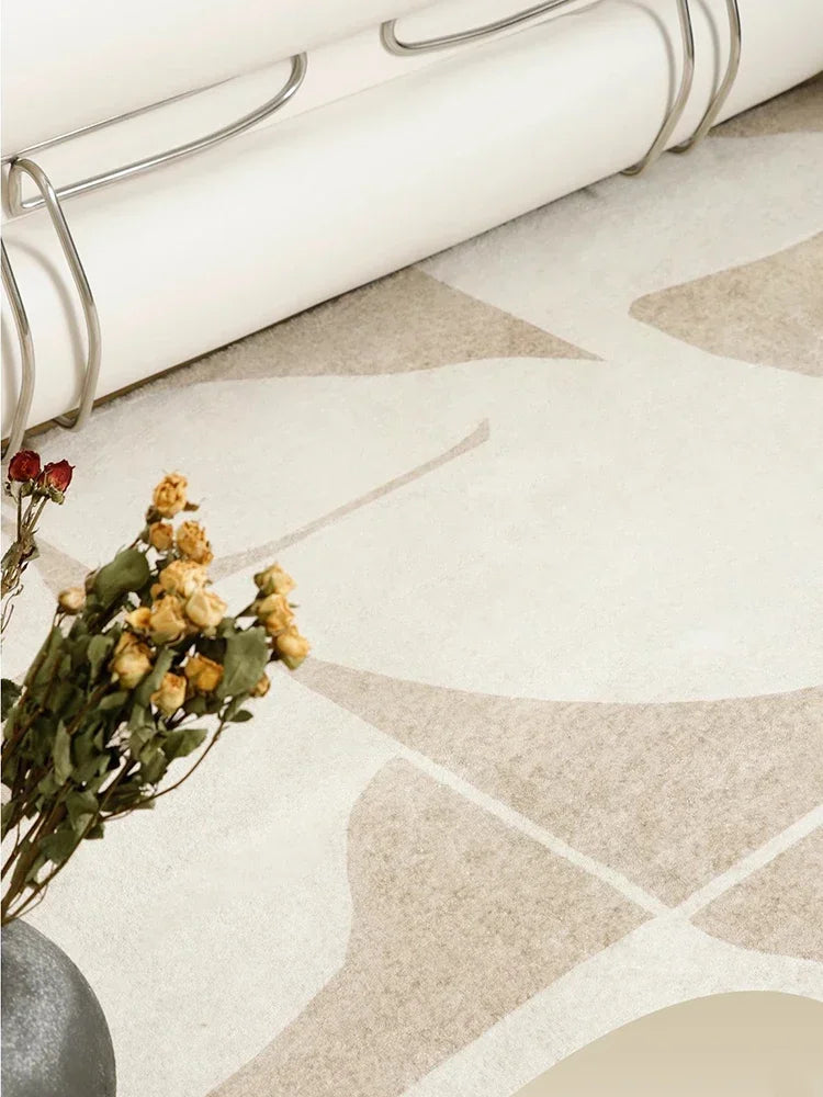 Living Room Carpet Cream Color Abstract Carpet Comfortable Soft Carpet for Bedroom Machine Washable Easy To Clean Rugs Alfombra