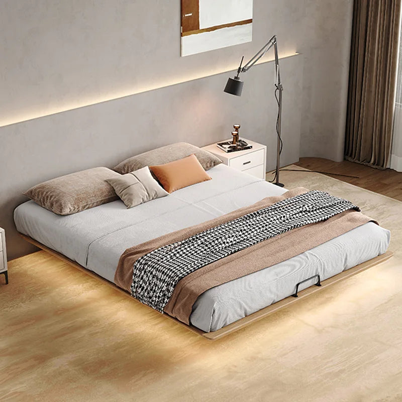 Solid Wood Bed with Suspension Frame for King Size Queen Size Bed