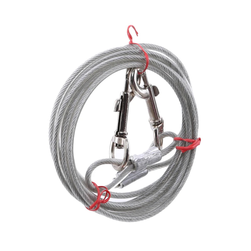 Pet Outdoor Double Hook Extended Steel Wire Rope Dog Rope Pet Traction Rope Anti Bite Dog Chain Metal Hooks Pet Supplies