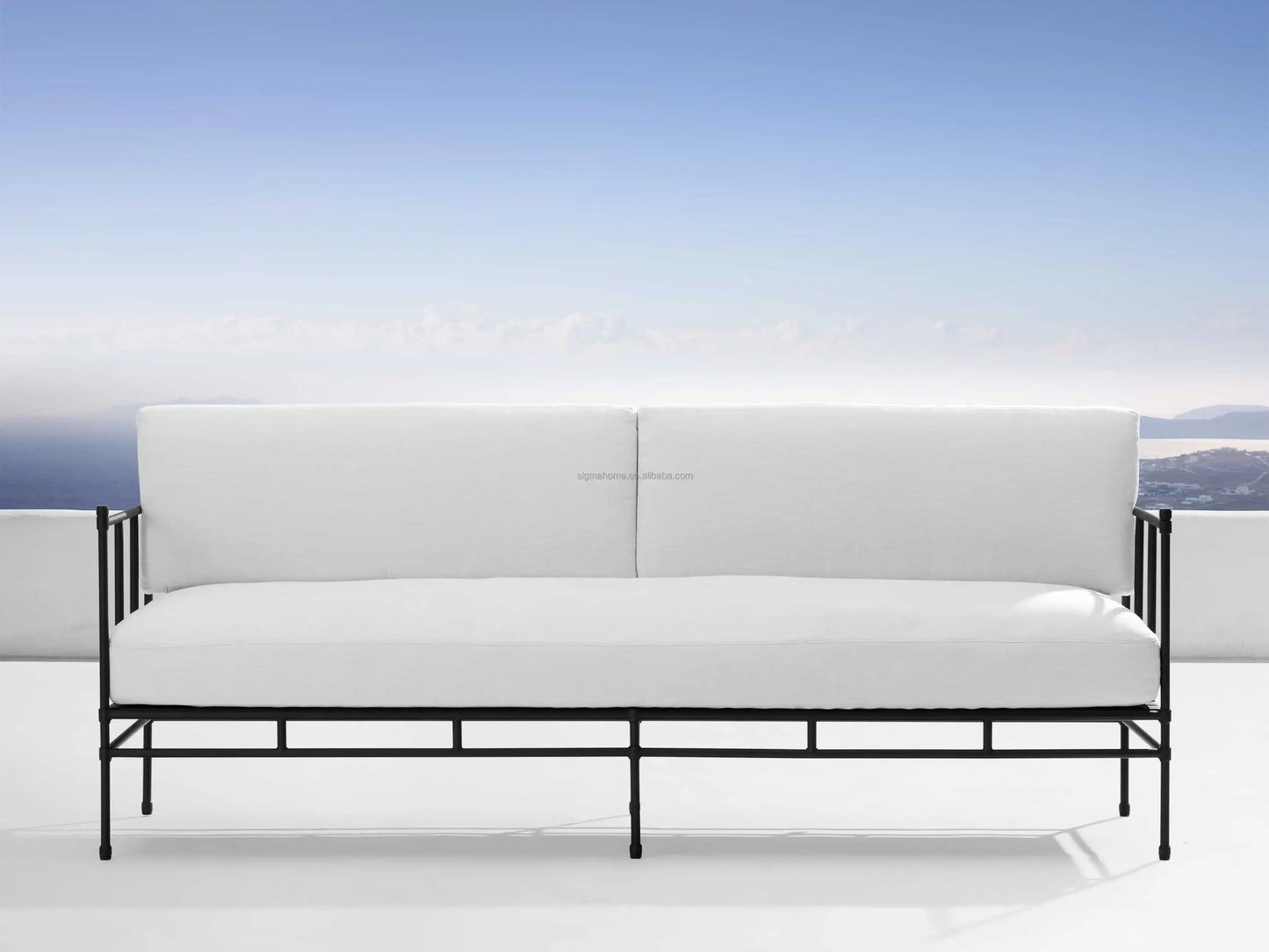 Modern European Style Aluminum Outdoor Sofa Upholstered Classical Outdoor Loveseat Sofa