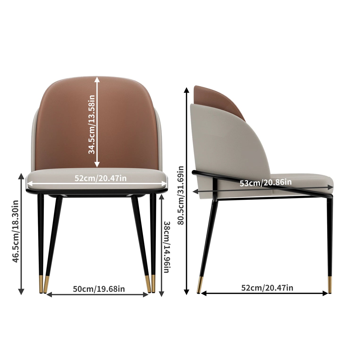 LUVODI Luxury Set Of 2 Dining Chairs Kitchen Accent Leisure Microfiber Leather Living Room Chairs for Dining,Kitchen,Study Room