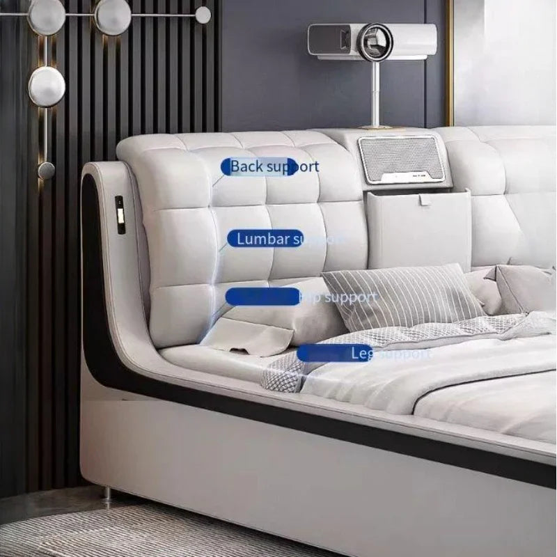 Modern Storage Double Bed Headboard Frame Cameras Twin Double Bed Luxury Wood Space Saving Cama De Casal Furniture For Bedroom