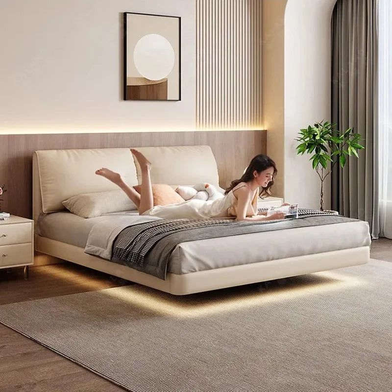 Designer Modern Frame Bed Wood White Europen King Size Bedroom Double Bed Full Size Bedframe Cama Dobravel Bedroom Furniture