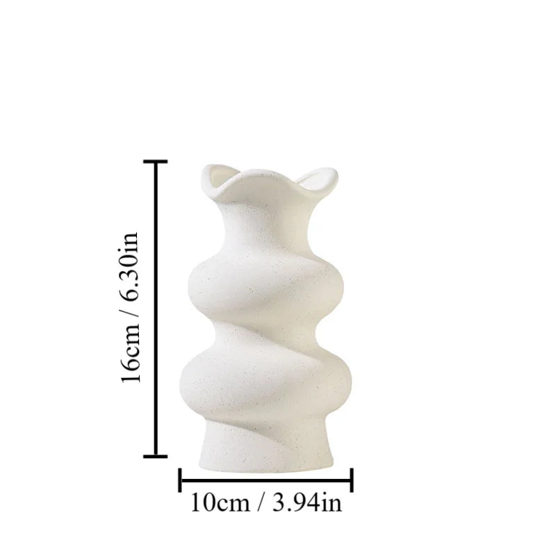 White Ceramic Vases Modern Decorative Flower Vase Minimalist Boho Aesthetic Cream Flower Vases for for Home Decor