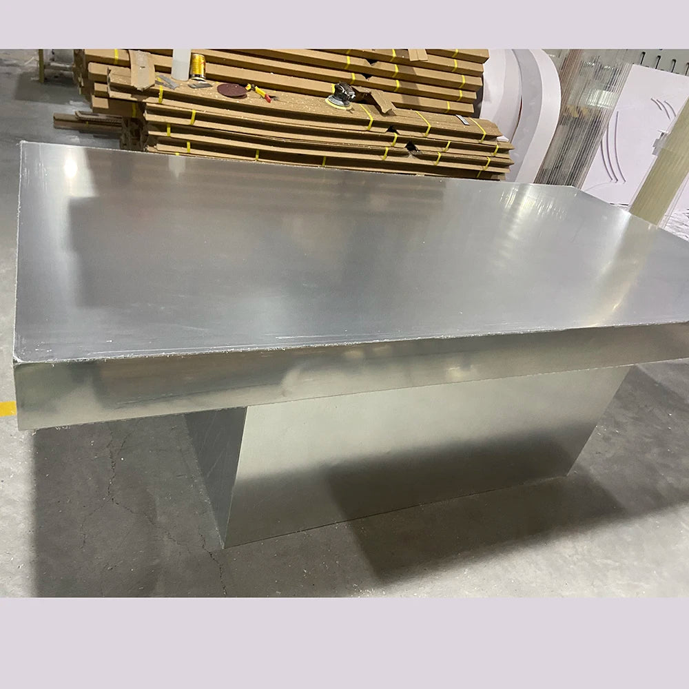 Modern Latest Design Silver Mirrored Acrylic Wedding Dinning Table For Outdoor Wedding Event
